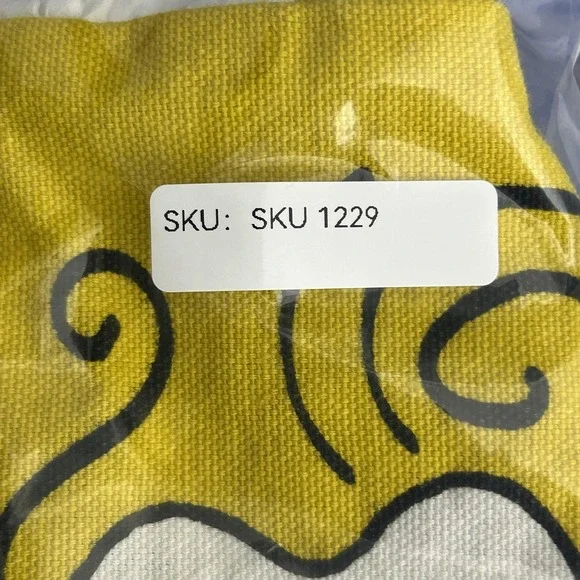 Trader Joe's Breakfast Toast Waffle Yellow Canvas Tote Bag Red Handles Grocery - Picture 10 of 10